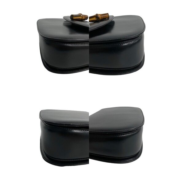 GUCCI Black Leather Bamboo Tote Bag - Picture 7 of 9